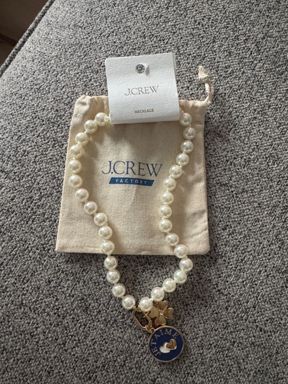 NWT J. Crew Factory “Je t'aime” pearl pendant necklace - Picture 2 of 6